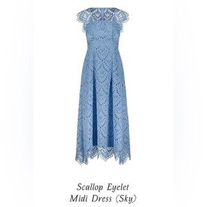 Pearl by Lela Rose Scallop Eyelet Midi Dress NWT!